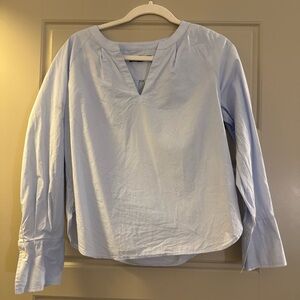 Banana Republic Factory Light Blue V-Neck Blouse